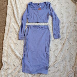 SHEIN Lilac Ribbed Stretch Crop Top